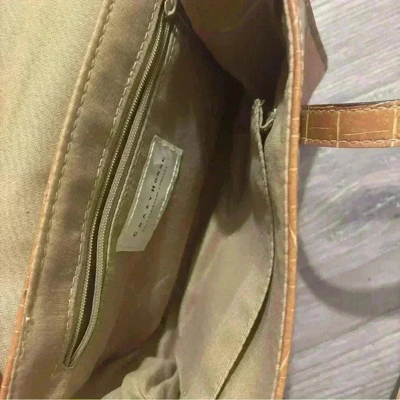 Liz Claiborne Crazy Horse Shoulder Purse Faux Crocodile Alligator Leather - Picture 7 of 8